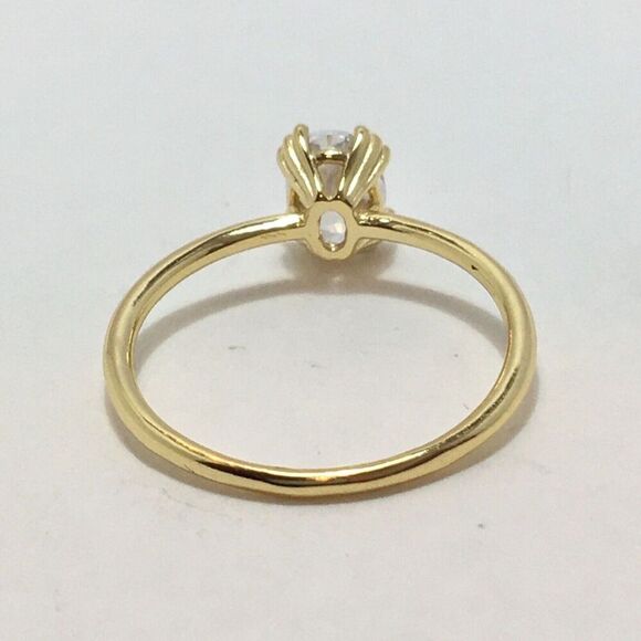 Sterling Silver Ring Yellow Gold Plated Size 6.75 Claw Prong Cubic Zirconia - Picture 4 of 16